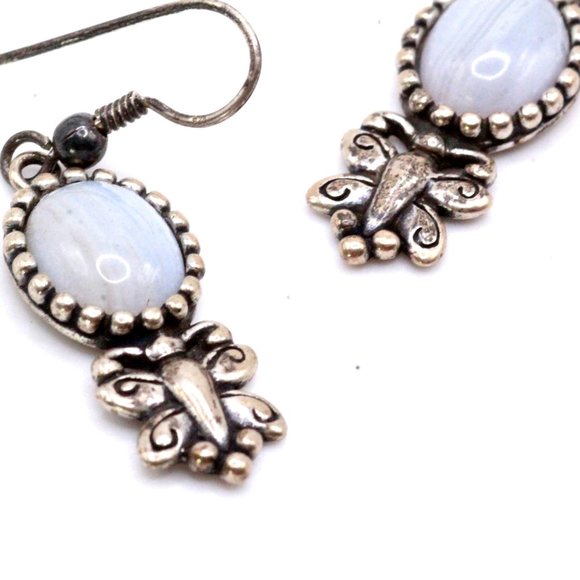 Contemporary QVC Sterling Silver Carolyn Pollack Agate Butterfly Dangle Earrings - Picture 3 of 9